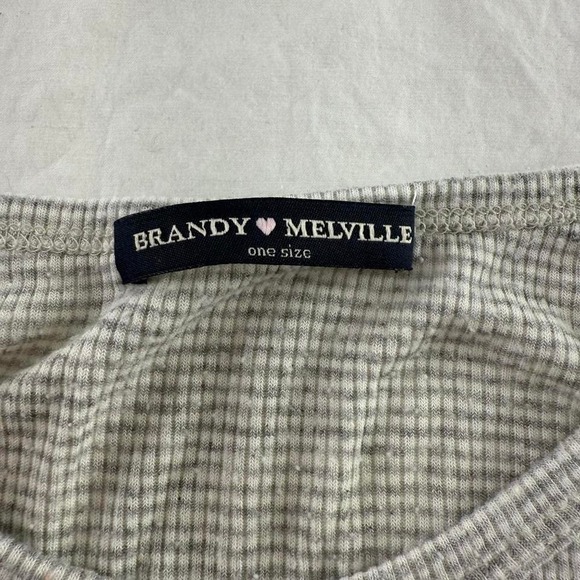 Brandy Melville Grey & White Striped Cropped Grey Tank Top Sz OS - Picture 3 of 5